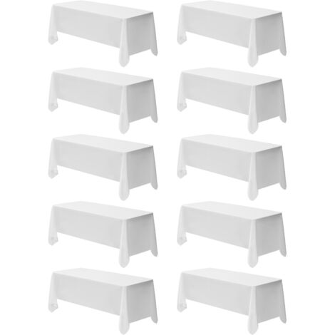 Mophorn Tovaglia Rettangolare in Poliestere, Lavabile in Lavatrice, Tessuto Antipiega per Eventi, Matrimoni, Feste e Banchetti, Bianco 1778 x 3048 mm, Set da 10 Pezzi (1/5)