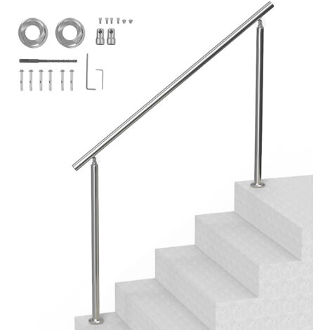 Mophorn 59 in/ 150cm(L) Corrimano per gradini esterni. Kit corrimano per scale in acciaio inossidabile con installazione. Design a doppia colonna per anziani