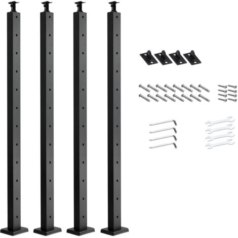 Mophorn Set di Ringhiere 4 Pz per Recinzione da Balcone 1067x108x68 mm per Giardino, Balcone e Ponte in Acciaio Inox, Kit di Pali per Balaustra da Terrazza, Nero