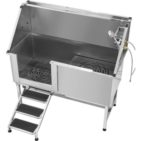 Mophorn Stazione di Lavaggio per Cani in Acciaio Inox, Vasca per Toelettatura Animali Domestici di Grandi, Medie e Piccole Dimensioni 157,48 cm con Scale, Filtro Acqua, Porta Sinistra (1/5)