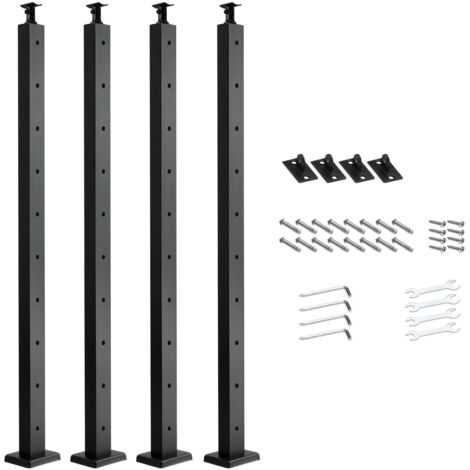 Mophorn Set di ringhiera 4 pezzi per recinzione da balcone 914x100x100 mm, palo per pannello da giardino, balcone, ponte in acciaio inox, kit palo per balaustrata da terrazza, nero