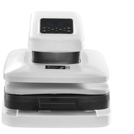 Mophorn Macchina automatica per pressatura a caldo, 38 x 38 cm, con rilascio automatico e pressione regolabile, display digitale, ideale per trasferimenti termici su magliette, colore bianco