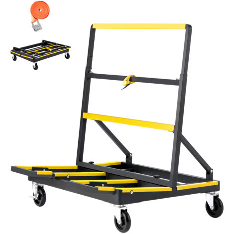 Mophorn Carrello per Cartongesso, capacità di carico fino a 816 kg, struttura in acciaio con 4 ruote girevoli e piano regolabile, ideale per pannelli con piattaforma pieghevole e cinghia di fissaggio