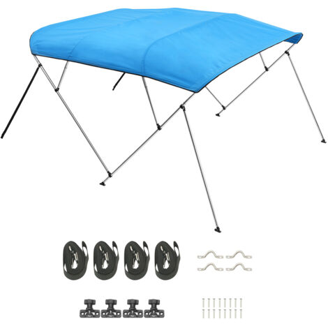 Mophorn Tendalino per barca a 4 archi in poliestere 600D con lega di alluminio, copertura parasole impermeabile per imbarcazioni con borsa, larghezza regolabile da 201 a 213 cm, blu pacifico