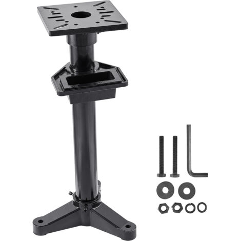 Mophorn Supporto per smerigliatrice da banco, piedistallo da pavimento con morsa e piastra di montaggio 27 x 27 cm, fessure di montaggio e contenitore per acqua, altezza 840 mm