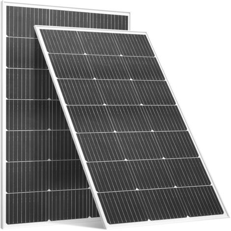 Mophorn Pannello solare monocristallino da 100W,set di 2 pezzi,ad alta efficienza con connessione MC4 stabile e struttura in alluminio,impermeabile IP65, ideale per tetti piani, auto, barche e camper
