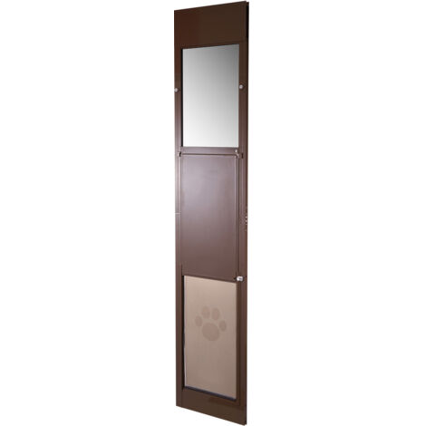 Mophorn Porta scorrevole per animali domestici con altezza regolabile da 1927 a 2040 mm, struttura in lega di alluminio, cerniere girevoli e sistema di chiusura, sportello per cani XL colore marrone