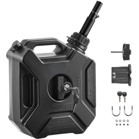 Mophorn Contenitore per Carburante 5 L, Tanica per Benzina con Beccuccio e Staffa Bloccabile, Portata Fino a 15 l/min, Sicuro e Resistente alle Perdite per Auto, Moto, ATV e UTV, Colore Nero