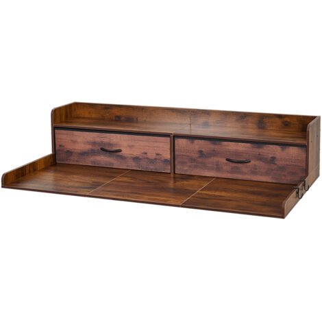 Mophorn Piano di Lavoro per Lavatrice e Asciugatrice con Ripiano 137 x 69,9 cm, Superficie con 2 Cassetti Incorporati, Bordi Rialzati e Ganci, Coprilavatrice in Legno per Lavanderia, Colore Marrone (1/5)