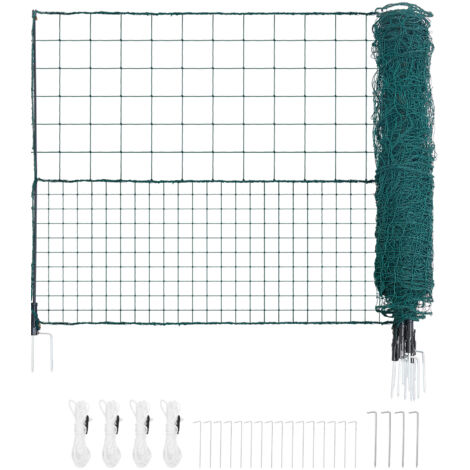Mophorn Rete per Recinzione in Plastica, Recinzione Temporanea Flessibile 1,05 x 25 m, Rete di Sicurezza Rimovibile con Pali, Picchetti a Doppia Punta e Tiranti, Barriera Protettiva per Giardino
