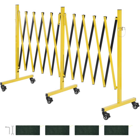 Mophorn Barricata mobile espandibile da 5,46 m con doppia barriera di sicurezza, dotata di ruote bloccabili. Ideale per il controllo della folla, recinzioni stradali, giardini e vialetti.