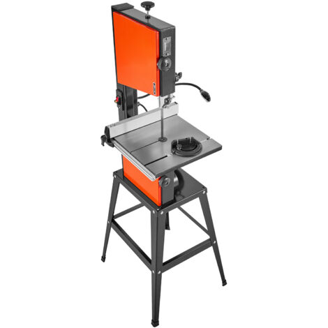 Mophorn Troncatrice a Nastro con Supporto, Potenza Nominale 373W, Lunghezza di Taglio Massima 254 mm, Altezza di Taglio Massima 160 mm, Tavolo in Ghisa con Luce di Lavoro Regolabile a 360° per Legno