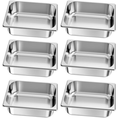 Mophorn Pentola per Vapore in Acciaio Inox 1/2, Profondità 99 mm, Capacità 6 L, Ideale per Uso Domestico, Eventi, Ristoranti, Resistente alla Ruggine e Anti-Inceppamento, Confezione da 6