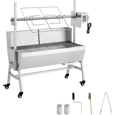Mophorn Griglia Spiedo per Girarrosto in Acciaio Inossidabile 38 W, Lunghezza 94 cm, capacità di carico fino a 60 kg, con 7 livelli di regolazione dell'altezza e piastra protettiva