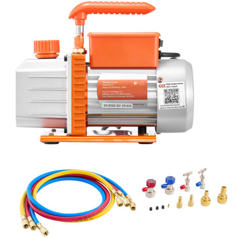 Mophorn Set Pompa per Vuoto e Manometro AC 4,5 CFM 127 L/min,Pompa Monostadio a Palette Rotanti per HVAC,Kit Manometro Compatibile con R134a R22 R410a R1234YF R32, Ideale per Sistemi HVAC e Automobili (1/5)
