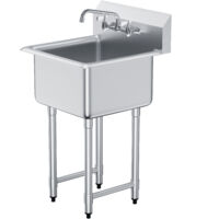 Mophorn Lavello da cucina e di servizio 21"x41" in acciaio inossidabile. Dotato di rubinetto e gambe. Lavello indipendente a 1 scomparto con vasca singola per garage, ristorante, cucina e lavanderia.