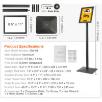 Supporto Per Poster Regolabile RMNKTHC - Altezza 60-100 Cm, Base 28 Cm, Per Negozi E Fiere