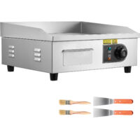 Mophorn Piastra Elettrica per Uso Commerciale con Superficie di Cottura 450x300 mm, Spessore della Piastra in Ferro 8 mm e Temperatura Regolabile tra 50°C e 300°C per Grigliate, Barbecue e Bistecche
