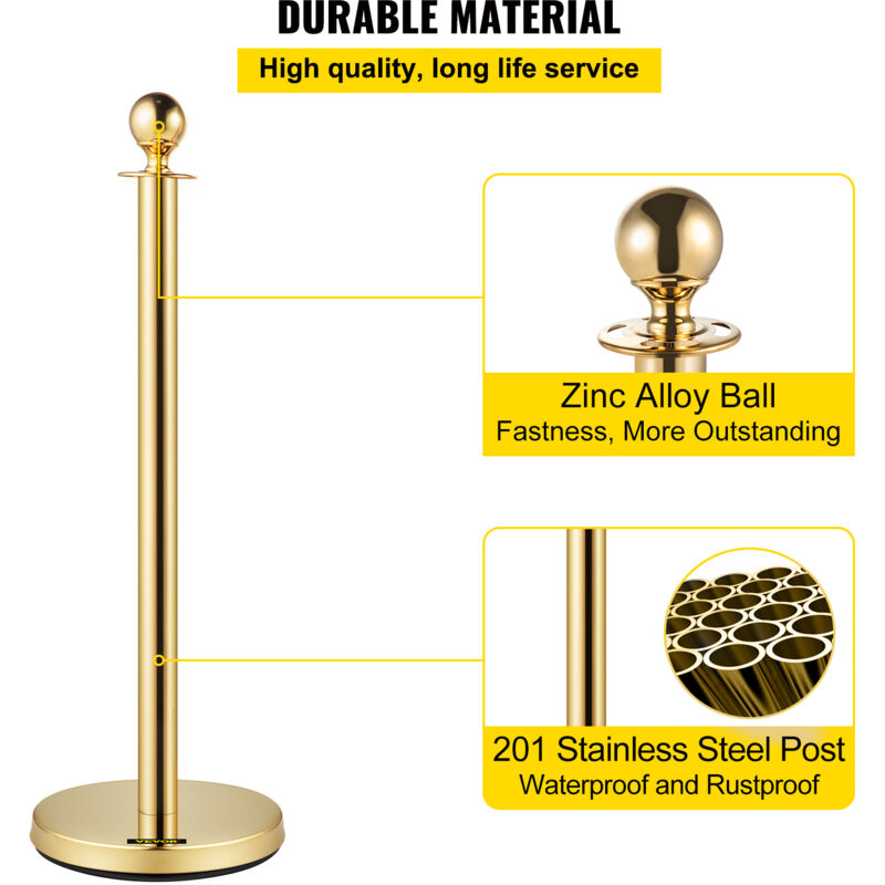 Barriere Divisorie Con Cinture Retrattili - 4 Pali In Acciaio Inox, Base Pesata, Porta Segnali, Per Eventi