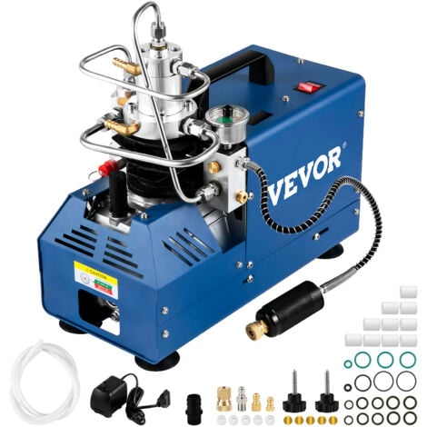 VEVOR Compressore Elettrico ad Alta Pressione 1800W Pompa ad Aria Compressa a Modo di Arresto Automatico 220V con Tubo e Tappo, Adatta per Bombole Subacquee, Carabine PCP, Bombole di Paintball, ecc.