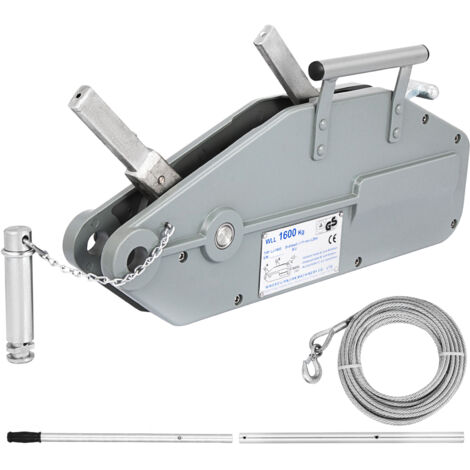 Mophorn Capacita 1,6 T/3500 libbre Verricello manuale Estrattore per fune metallica 82 piedi Paranco manuale Attrezzatura da traino resistente per uso interno ed esterno