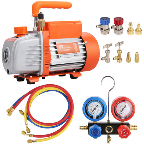 Mophorn Kit Pompa a Vuoto Monostadio per Aria Condizionata di Automobili 150W Pressione tra 55-276 bar,Kit Pompa Vuoto 100 L/min per Riparazione di Condizionatore Frigo Refrigeranti HVAC R134a R1234yf
