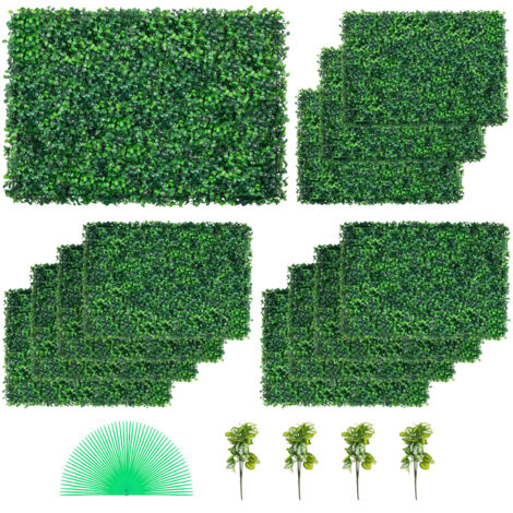 Mophorn 12 Pezzi Artificiale Pannello da Siepe di Bosso 61x40,6 cm, Siepi Artificiali, Recinzione Artificiale Bosso, Edera Finta Effetto Realistico Decorazione Plastica Colore Verde, Spessore da 4 cm