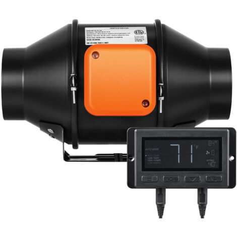 Mophorn Ventilatore in linea da 4 pollici 205 CFM con regolatore di temperatura e umidita Ventilatore silenzioso con motore EC per il raffreddamento di tende di coltivazione idroponica