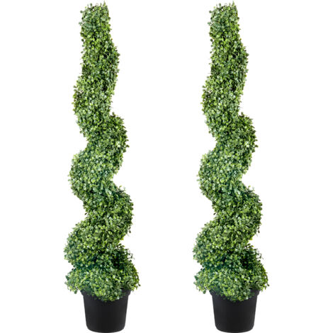 Mophorn Artificial Topiaries Bosso Alberi, 4 piedi di altezza (2 pezzi) Pianta topiaria finta per esterni, pianta finta verde realistica con foglie sostituibili per interni/esterni/giardino decorativi