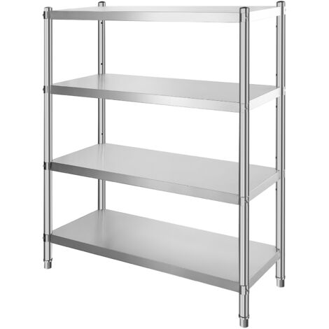 Mophorn Scaffale in acciaio inox a 4 ripiani da 46,8x18,5 pollici, resistente e regolabile, per cucina, ufficio, garage, capacità di 330 libbre per ripiano