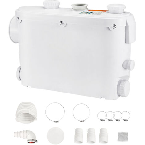 Mophorn Pompa Maceratore 500W 6600 L/h Flusso 26.2 ft/8 m Testa Pompa di scarico fognario con 3 ingressi acqua per WC Seminterrato Lavandino Cucina Doccia Vasca da bagno Smaltimento acque reflue