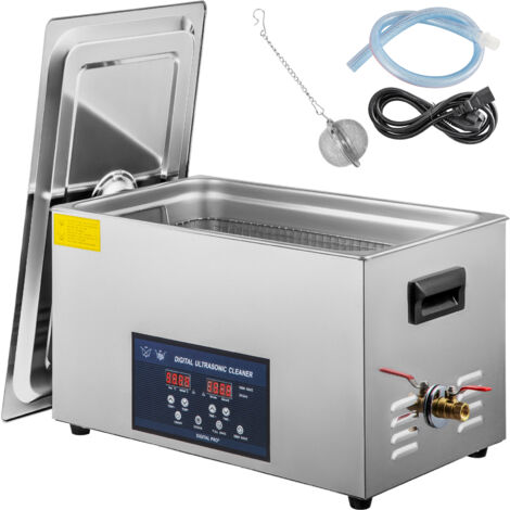 Mophorn 30L Pulitore a ultrasuoni, doppia frequenza, con riscaldatore, per parti, gioielli, occhiali, anelli, dentiere, dischi, circuiti, 28/40KHz, acciaio inox, argento