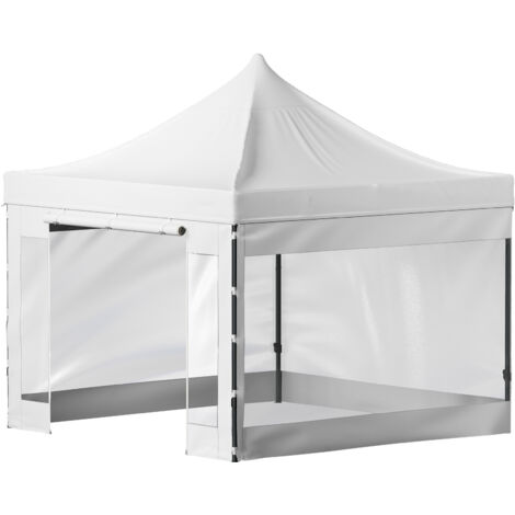 Mophorn 10 x 10 FT Pop Up Canopy Tenda Gazebo Esterno Patio Pareti Laterali Rimovibili Borsa con Ruote Resistente ai Raggi UV Impermeabile Riparo Istantaneo Festa Giardino Cortile Bianco