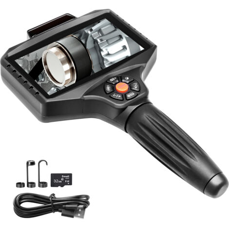 Mophorn Telecamera deispezione a tripla lente con luce, Borescope industriale con schermo IPS da 5", zoom 8X, schermo diviso HD 1080P, 10 luci LED, telecamera per autoveicoli, impianti idraulici, 16,5 (1/5)