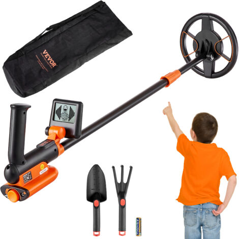 VEVOR Rilevatore per Metalli Sottoterra Bobina Diametro 15,2cm per Bambini 7,6-9,6 V Lunghezza Asta Regolabile tra 66-91cm, Metal Detector per Bambini Bobina IP68 Temperatura -10℃-50℃ Frequenza 5,8kHz