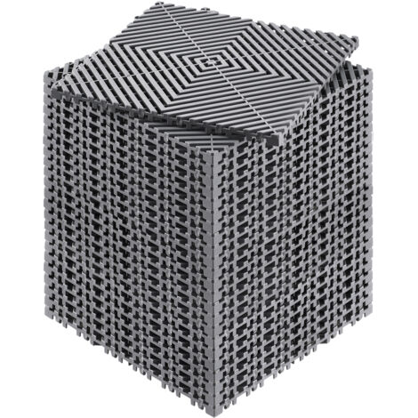 Mophorn Tappetini di drenaggio ad incastro 12" x 12", 24 pezzi di piastrelle modulari antiscivolo, tappetino per pavimento e doccia in PP, grigio