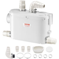 VEVOR Pompa Trituratore per Scarico Bagno Pompa Maceratrice Sanitaria 500W Prevalenza Max. 8m 3 Entrate per Tubi Portata Max. 6600L/h, Pompa Trituratore WC 2900 giri/min Resistente allAcqua Calda