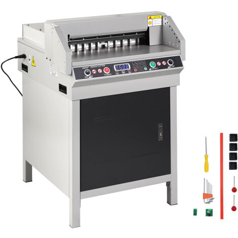 Mophorn Cortadora de Papel Electrica Máximo 450 mm 
Cortadora de papel eléctrica Espesor de Corte 40 mm con Panel LCD Inteligente Posicionamiento por Luz Infrarroja para Etiquetas, Oficina (1/5)
