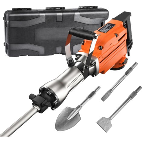 Mophorn Martillo de Demolición 2200W 66J 1350BPM Martillo Electrico con Cable 1-1/8" con 6 Cinceles Reemplazables Mango Giratorio 360° Rompe Hormigón Antivibración para Cincelar Construcción Fontanerí