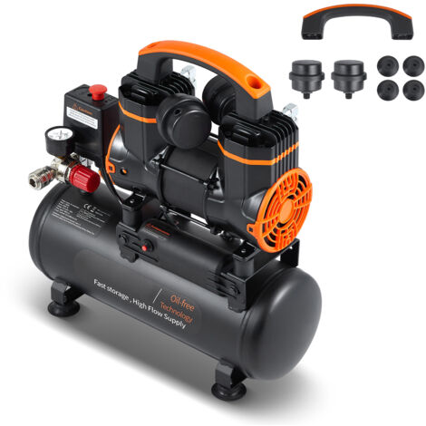 Mophorn Compresor de aire de 2,1 galones, tanque sin aceite de 1,2 HP, 2,2 CFM a 90 PSI, presión máxima de 116 PSI, compresor ultrasilencioso de 70 dB para reparación de automóviles