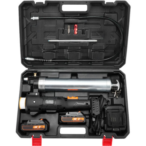 Mophorn Pistola engrasadora inalámbrica , 20 V, 10 000 PSI, manguera de 39", kit de pistola engrasadora eléctrica de alta presión con batería, cargador, estuche de transporte, color negro