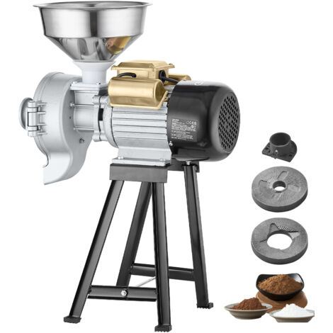Mophorn Molinillo de granos eléctrico , molinillo de especias de 3000 W, molino de maíz comercial con embudo, máquina de polvo ajustable, molinillo de trigo para cereales y harina de alta