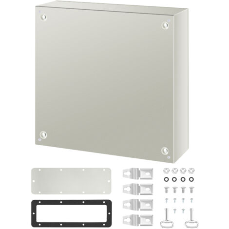 Mophorn Caja de acero NEMA de , caja eléctrica NEMA 4X de 24 x 24 x 8'', resistente al agua y al polvo IP66, caja de conexiones para interior y exterior, con placa de montaje