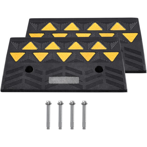 Mophorn Rampa de goma para bordillos , paquete de 2, altura de elevación de 5", capacidad de 33 069 lb, resistente, rampas de umbral para entradas de vehículos, automóviles, sillas de ruedas y bicicle