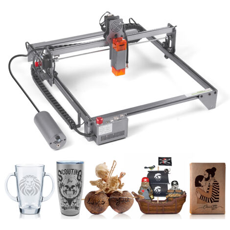 Mophorn Grabadora láser de 10 W, máquina de grabado de 15,7" x 15,7", velocidad de 10 000 mm/min, punto comprimido, protección ocular, cortadora láser para madera, metal y acrílico