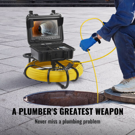 VEVOR Máquina De 50 Pies X 3/8 Pulgadas, Se Adapta A Tuberías De 1 A 4 Pulgadas, Limpiador De Drenaje Portátil Con 8 Brocas De Barrena, Rojo Negro