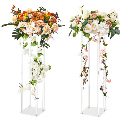 Mophorn Soporte de flores de acrílico para bodas, 2 piezas, 31,5" de alto, centro de mesa geométrico para eventos, decoraciones de fiestas, uso doméstico (1/5)