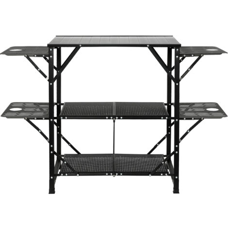 Mophorn Mesa de cocina para acampar, estación de cocina portátil plegable de una pieza con bolsa de transporte, mesa de aluminio con 4 mesas laterales de hierro y 2 estantes, ideal para picnics al air (1/5)