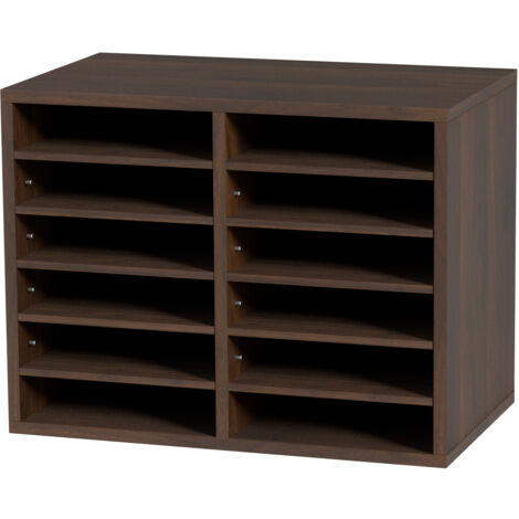 Mophorn Organizadores de literatura , buzón de oficina de 12 compartimentos con estantes ajustables, clasificador de madera de 20,4 x 12 x 16,1 pulgadas para oficina, hogar, aula, organización de sala (1/5)