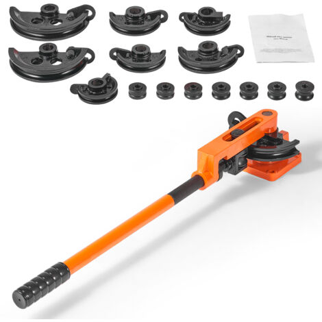 Mophorn Dobladora de tubos, dobladora manual de 3/8" a 1" de diámetro exterior, 7 matrices de doblado, tubos de aluminio y cobre de 180°, para HVAC, aire acondicionado, refrigeradores, reparación de a